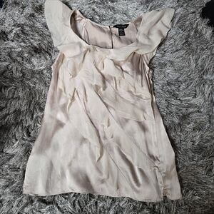 White House Black Market Cream Ruffle Blouse